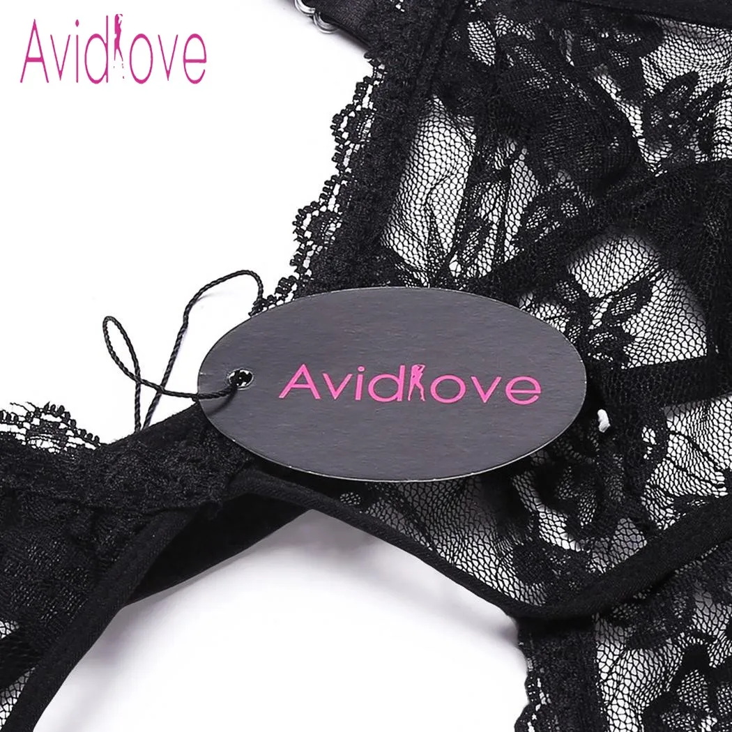 Avidlove размера плюс, Прозрачное нижнее белье, сексуальное, Эротическое, сексуальный костюм, женский, с бретелькой через шею, открытое, кружевное, Babydoll платье, комплект нижнего белья, ночная сорочка