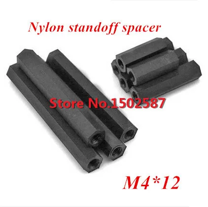 

100PCS/lot M4*12 Black Nylon Hex Standoff Spacer M4 Female * M4 Female Length 12mm