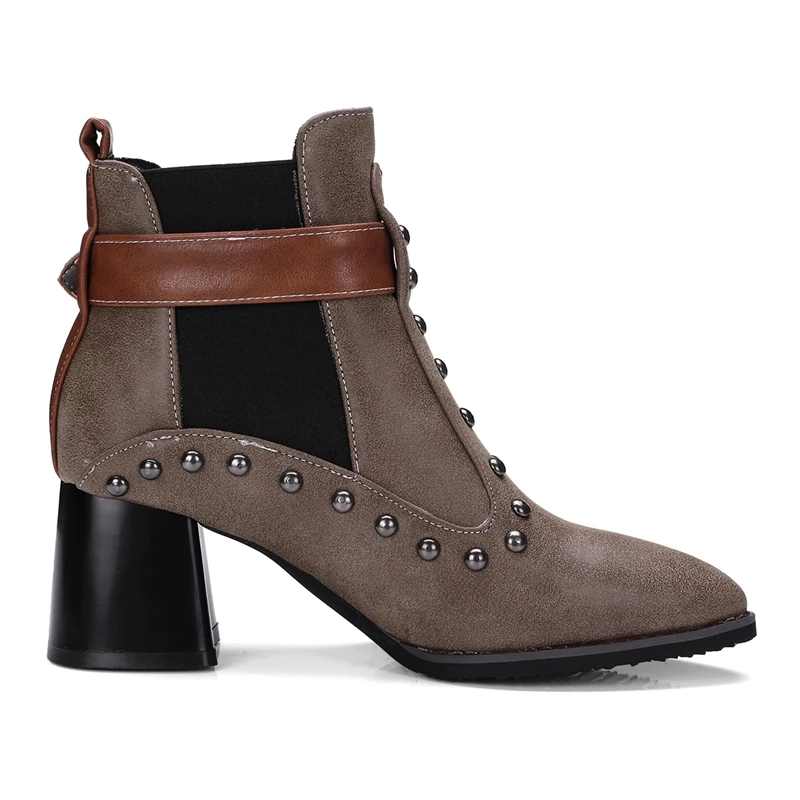 

ENMAYER Woman Pointed Toe Boots Black Metal Decoration winter short plush Shoes Fashion Buckle Strap Ankle Boots ZYL140