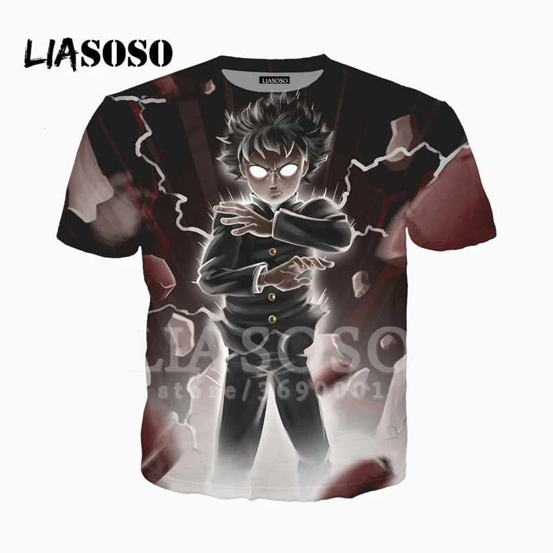 LIASOSO 3D Print Men Women Anime Mob Psycho 100 Mobu Saiko Hyaku Tshirt Summer T-shirt Casual Hip Hop Streetwear X2479