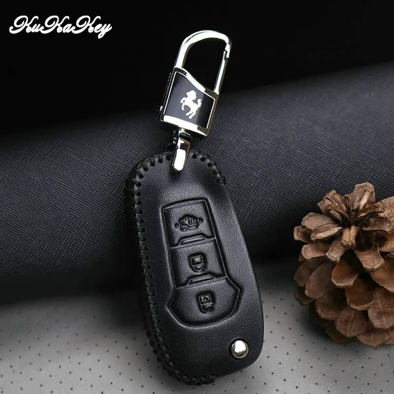 Чехол для автомобильного ключа KUKAKEY чехол из натуральной кожи Ford Focus Mondeo откидной