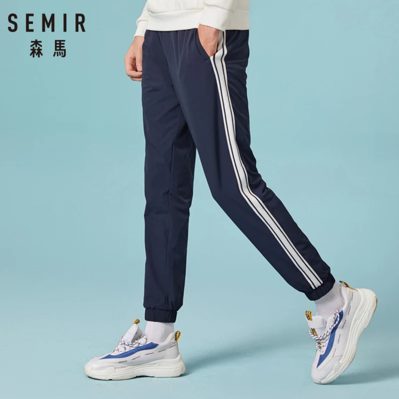 SEMIR Men Side-Striped Joggers with Elastic Drawstring Waistband Men's Pull-on Pants Sweatpants Sport Side Pocket |