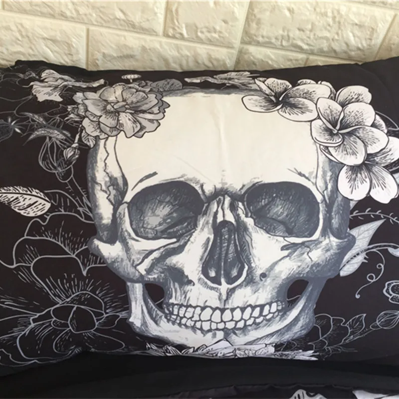 3D постельное белье с изображением черепа набор черно белых пододеяльников для