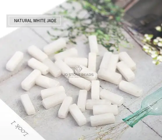 WHITE JADE 18 цветов натуральные свободные бусы прямоугольной формы Lapis Аметист желтый нефрит красный кварц DIY аксессуары 4x13 мм выбрать размер для - Цвет: WHITE JADE