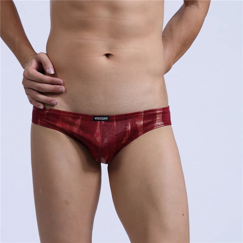 Мужские трусы брифы из спандекса AIIOU черные дышащие слипы с принтом в виде змеи