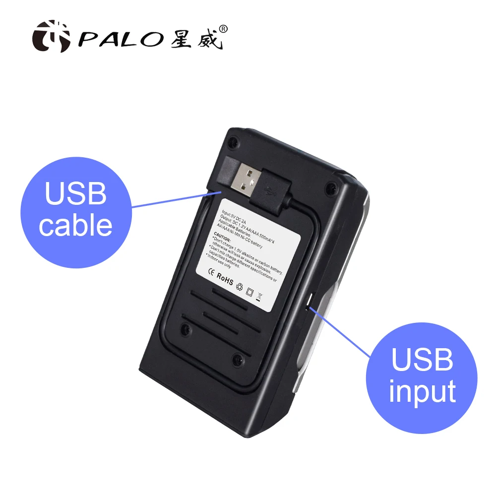 PALO USB Smart интеллигентая(ый) зарадное устройство для батареии АА для AA, AAA, Перезаряжаемые аккумуляторы Ni-Cd 1,2 V аккумуляторная батарея
