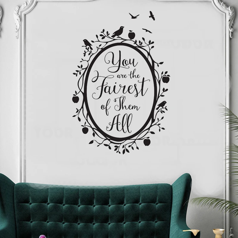 

YOYOYU Wall Decal Quote Fairest Of Them All Vinyl Wall Stickers Woodland Mirror Kids Rooms Girl Bedroom Art Mural RemovableSY573