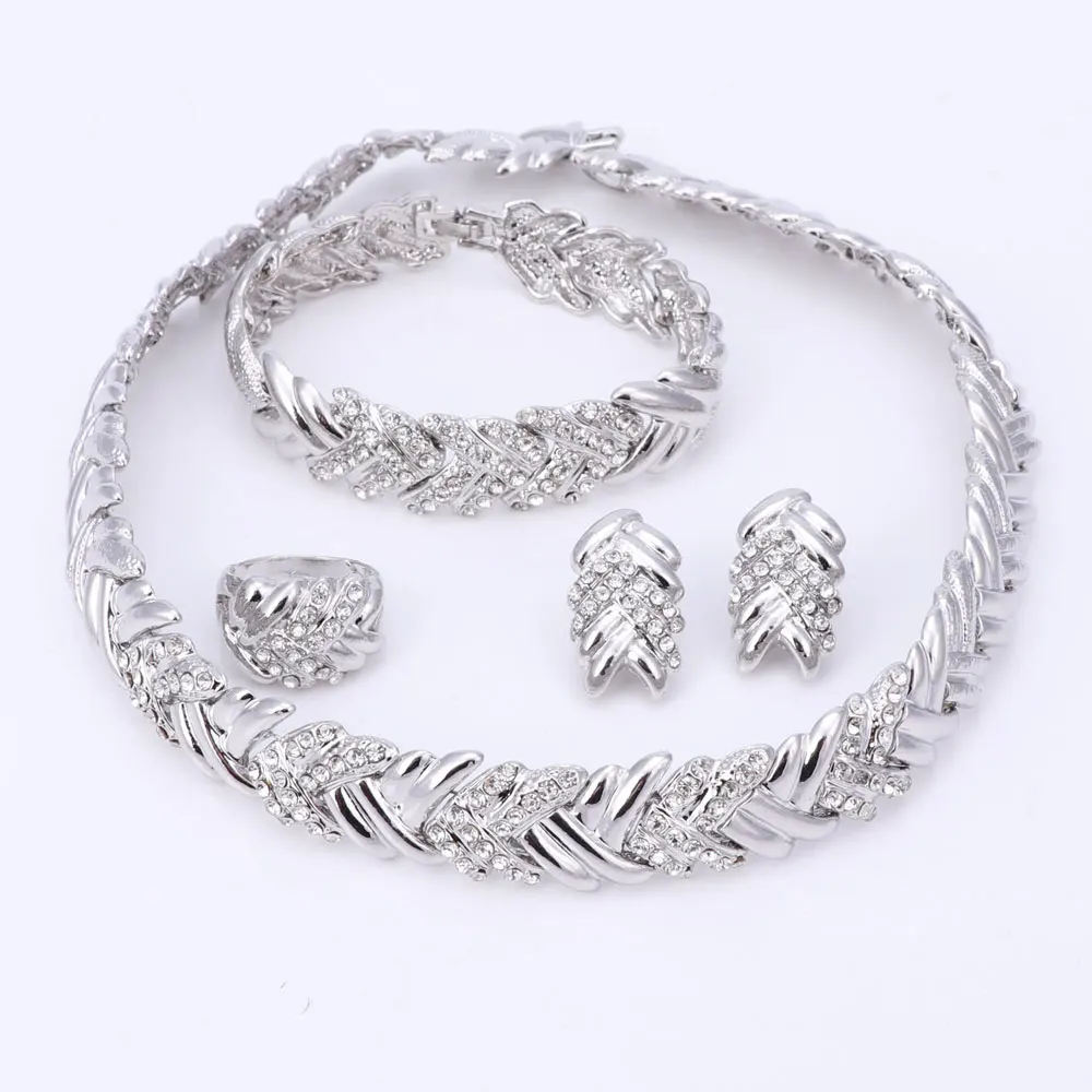 Модные комплекты ювелирных изделий из Дубая с серебряным покрытием большой