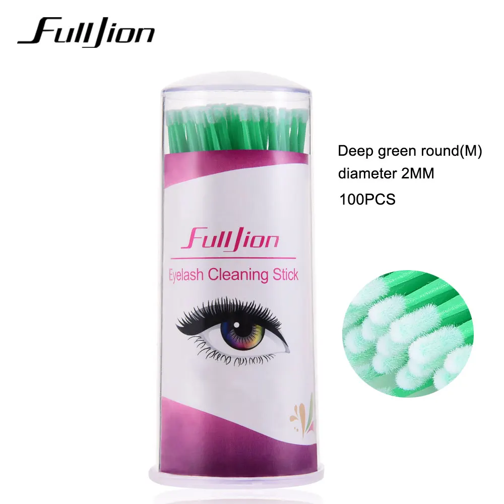 Green M Fulljion 100 шт./упак. одноразовые Кисточки для макияжа ресниц удаление инструмент тампон микро щетки для наращивания ресниц Инструменты - Handle Color: Green M