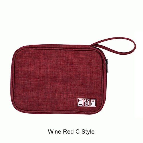 C Style Wine Red Сумка для хранения кабеля зарядное устройство провод электронный органайзер цифровой гаджет сумка косметический набор Чехол шкаф аксессуары поставки - Цвет: C Style Wine Red
