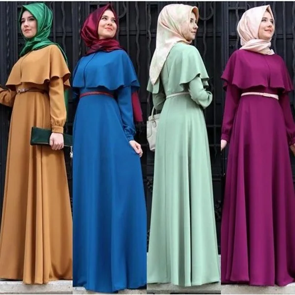 Мятно фиолетовый мусульманский халаты Длинные вечерние платья абайя арабское