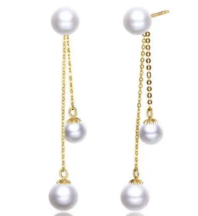 

Бесплатная доставка, Роскошные благородные украшения для женщин, 18 K, желтые круглые жемчужные подвеска на цепочке, серьги для вечеринки, по...