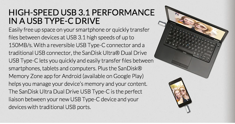 SanDisk флеш-накопитель USB Ultra Dual USB3.1 OTG type-C флеш-накопитель 150 м/с 16 ГБ 32 ГБ 64 ГБ 128 ГБ для смартфонов и ноутбуков