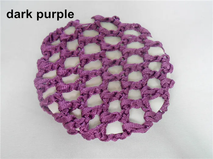 dark purple 60 шт./лот Best продажи Упругие Вязание волос Snood Бун Обложка Hairnet Балетные Костюмы Танец катание сетки Бун Обложка - Цвет: dark purple