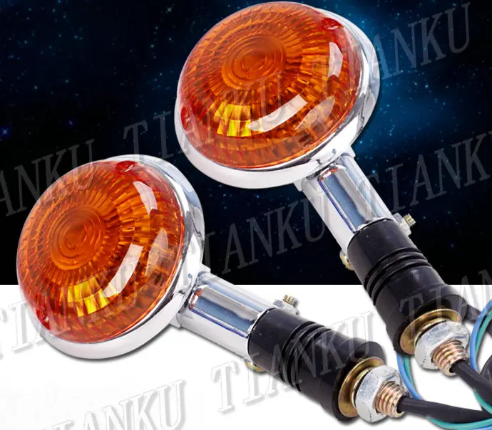 Chrome Amber Сигналы поворота для мотоцикла свет для Yamaha Vstar 400 650 1100 1300 Virago Xv 250 535 750 1100 Road Star пользовательские вертолет крейсер - Цвет: Chrome Amber