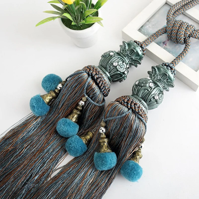 2020 Натяжной стержень пара двойных кисточек для занавесок Декор дома пряжка зажим