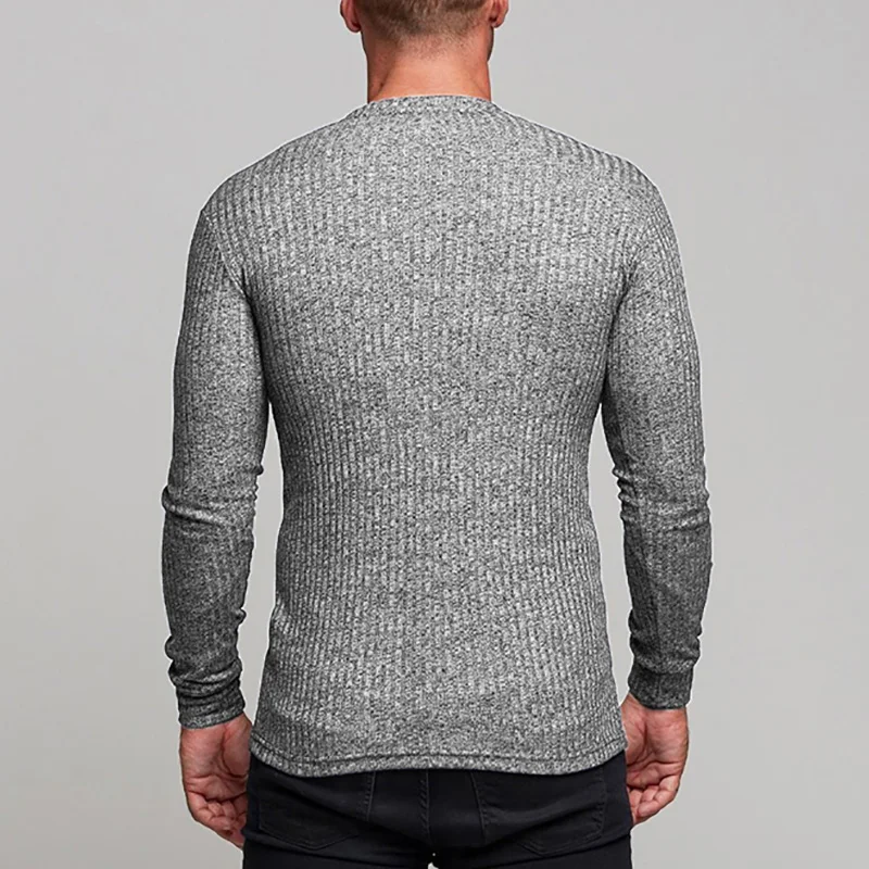 2019 Осенняя мода Мужская футболка свитер с круглым вырезом облегающая