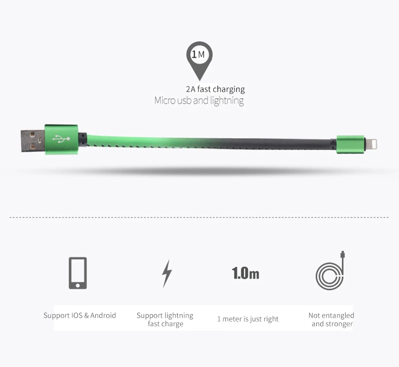 Зарядный кабель для iPhone, Android, Micro USB, универсальный, для мобильного телефона, чувствительный к температуре, меняющий цвет, кожаный кабель для передачи данных