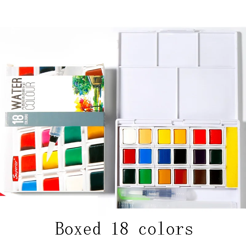 18 Colors Set Превосходный 48 цветов Набор для рисования с кистью яркий цвет портативный пигмент для рисования для студентов - Цвет: 18 Colors Set