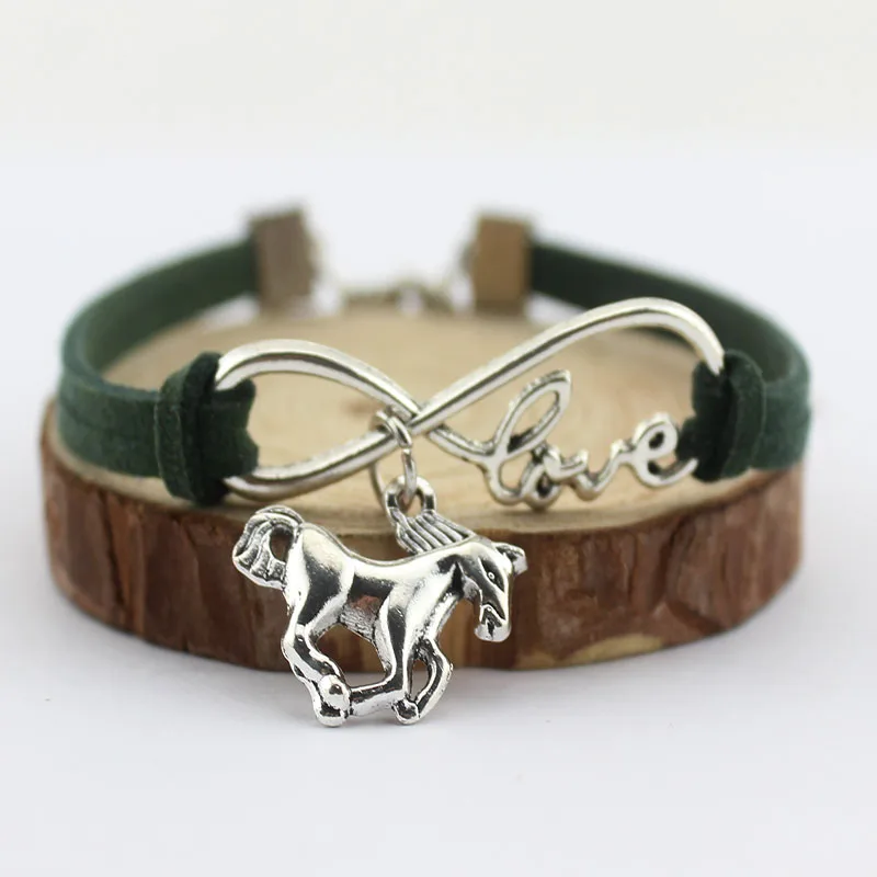 HLLZH Infinity Love Horse Charm Bracelets &ampBangles Handmade Weave Rope Leather For Women Men Festivals Gifts Jewelry | Украшения и