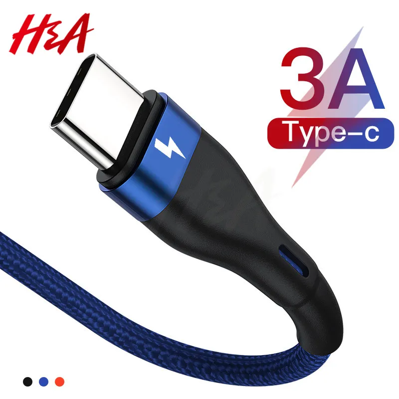 H & A 3A usb type C кабель для быстрой зарядки samsung S10 S9 Quick Charge 3 0 передачи данных Xiaomi Mi 9 8