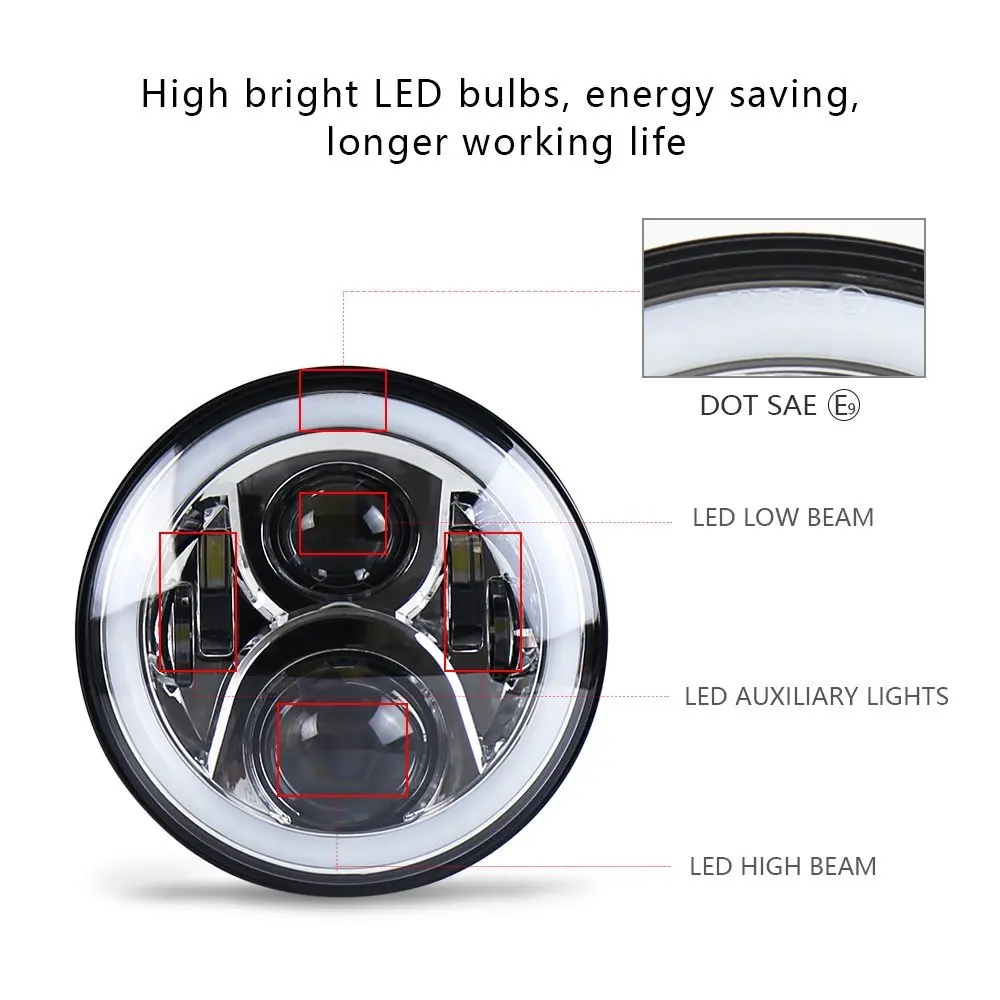 1 шт. RGB DRL Harley LED Halo Фары 7 дюймов с Bluetooth мобильное приложение пульт дистанционного