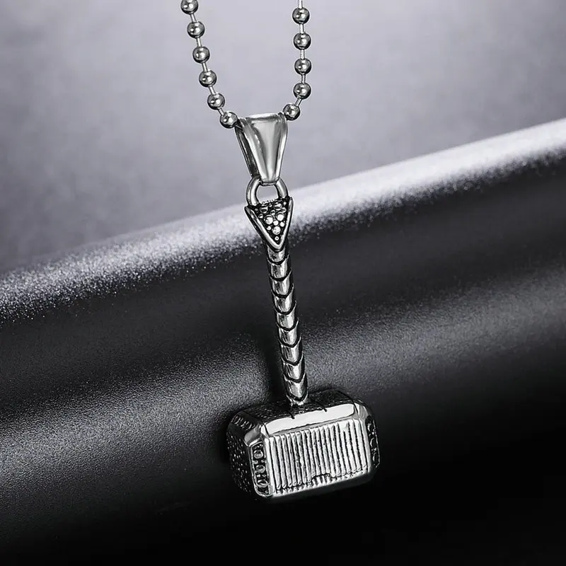 Amgj панк Титан Сталь Молотки Подвески Цепочки и ожерелья для мужчин Best подарок