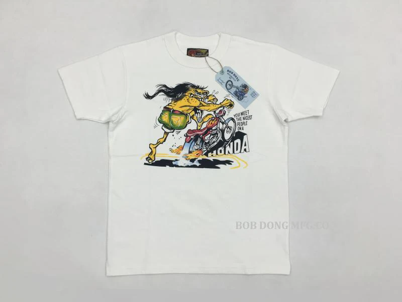 Off White BOB DONG 60s Monster с принтом "мотоцикл" футболки тяжеловесная Мужская графическая футболка - Цвет: Off White