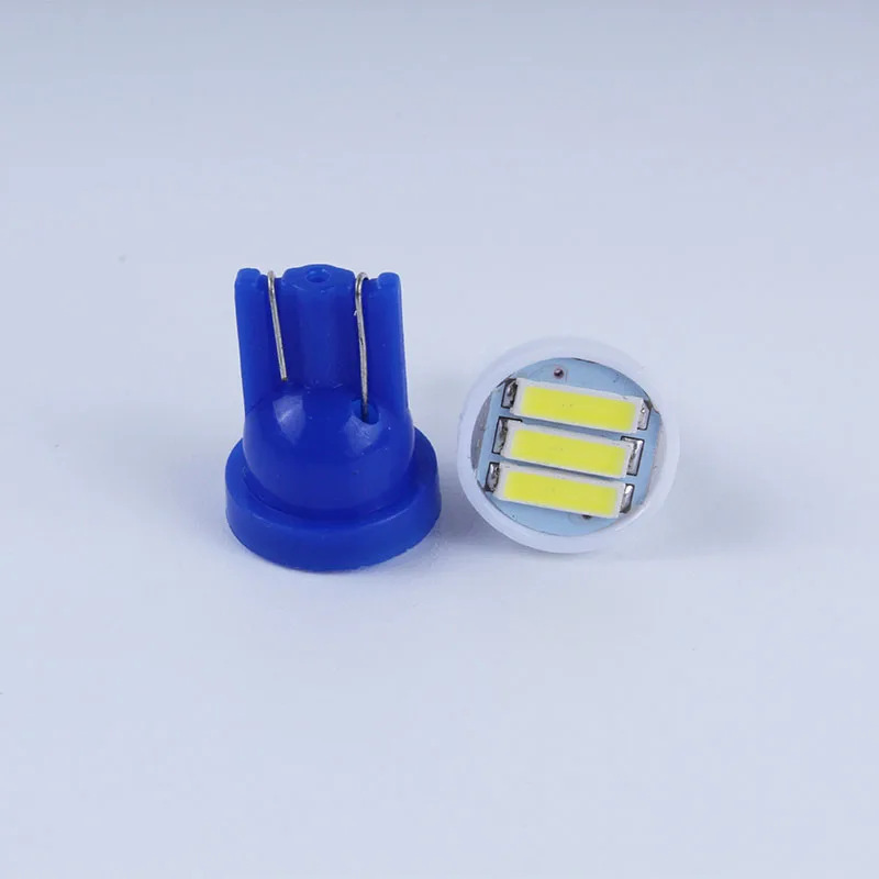 100 шт. T10 3 SMD 7014 светодиодный 3SMD 7020 1 Вт белый синий красный зеленый желтый W5W