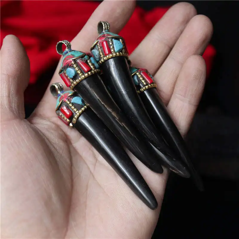 Тибетский Рог яка Fang Amulet Большие Подвески для мужчин распродажа TBP697 | Украшения и