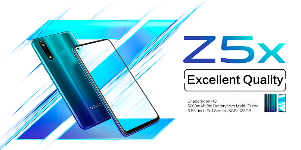 Мобильный телефон Vivo Z5X 4G LTE Snapdragon 710 Android 9,0 6,5" 2340X1080 8 ГБ ОЗУ 128 Гб ПЗУ 16.0MP отпечаток пальца 5000 мАч