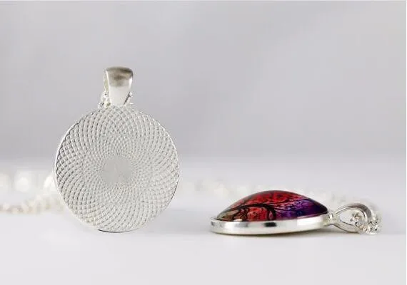 Ожерелье серебряное с изображением рождественского оленя|colorful necklace|cabochon pendantjewelry