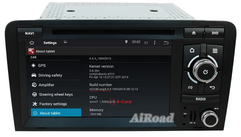 Kitkat RK3188 Quad Core 1024*600 Android 4.4.4 Автомобиля DVD GPS для Audi A3 в Автомобиле Развлечений