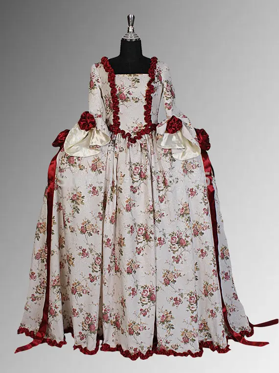 Летнее платье в стиле ренессанс или средневековья Антуанетт с цветочным принтом