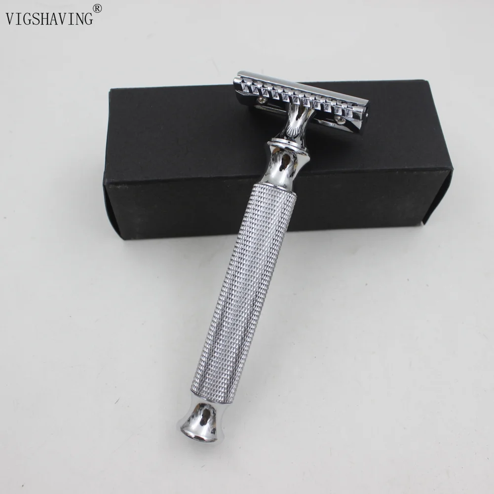 VIGSHAVING для мужчин Парикмахерская бритва инструмент Металл хром двойной край безопасности бритвы