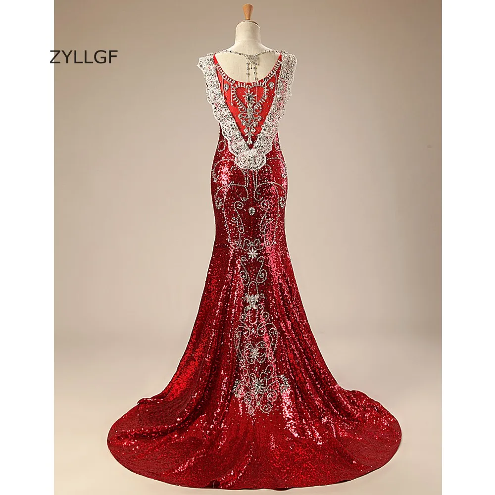 ZYLLGF Luxurious Dresses For Wedding Crystal Beaded Bridesmaid Gown In Wine Color Mermaid V Neck Sequins Long Formal Q231 | Свадьбы и