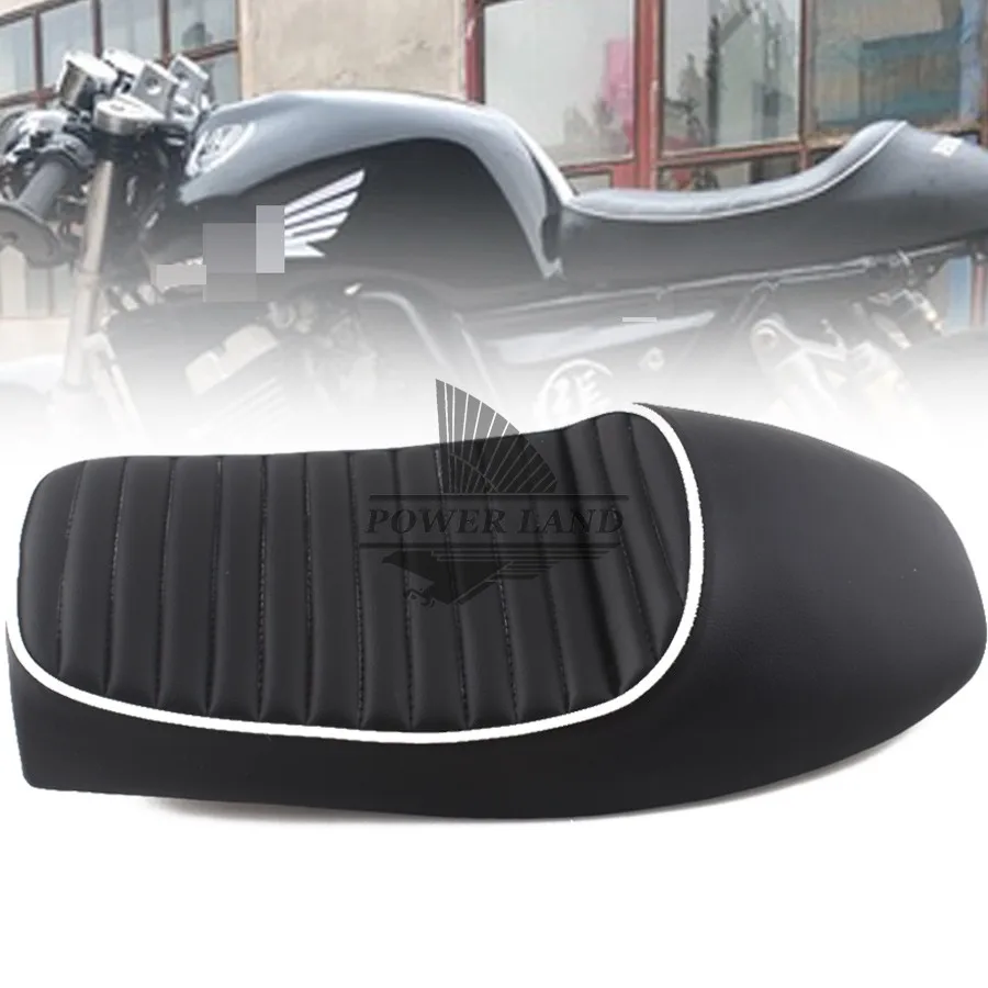 

Black Retro Vintage Saddle Motorcycle Hump Cafe Racer PU Leather Seat Cushion Universal For Honda Yamaha Suzuki Harley Custom