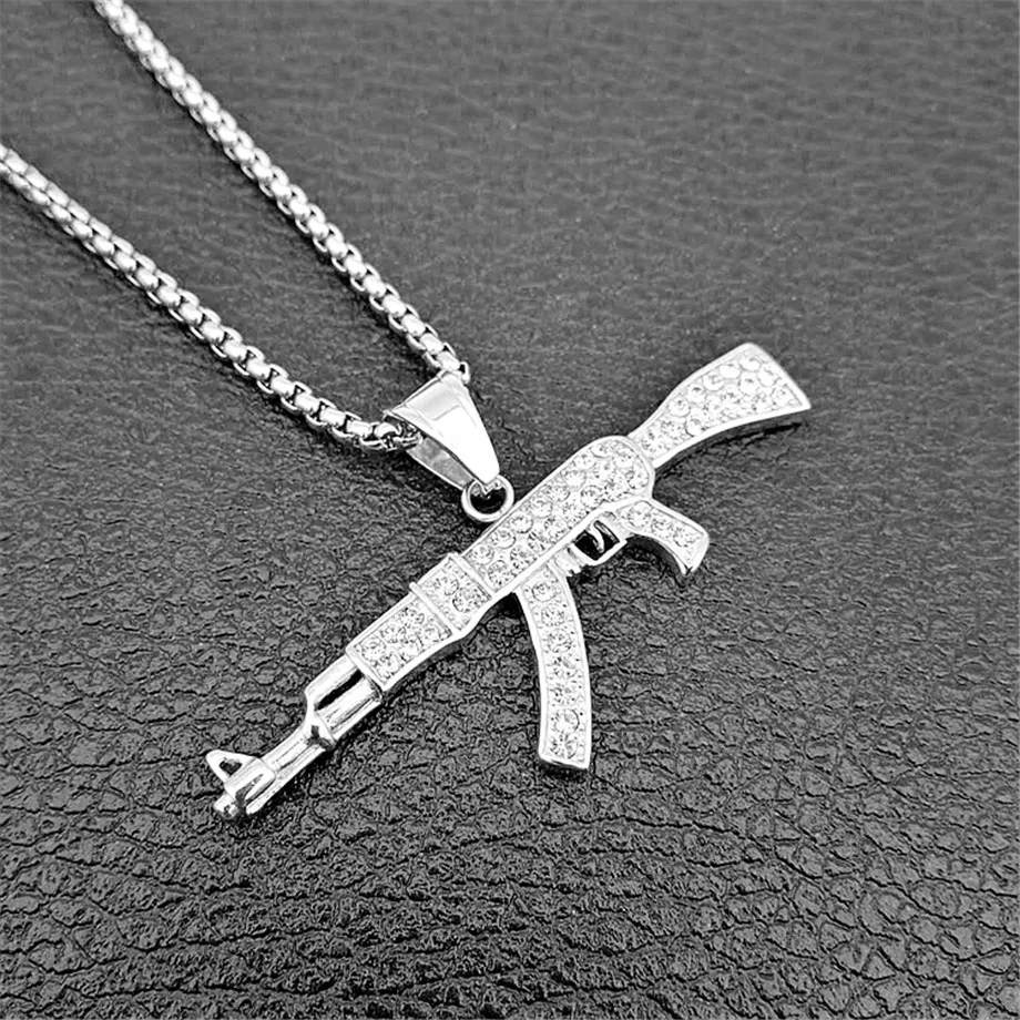 Ювелирные изделия в стиле хип хоп колье с пистолетом AK47 крутая модная подвеска
