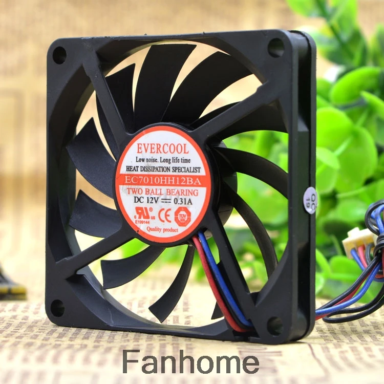 Для EVERCOOL 7 см 7010 12 В а трехрядный охлаждающий вентилятор EC7010HH12BA|Кулеры и системы