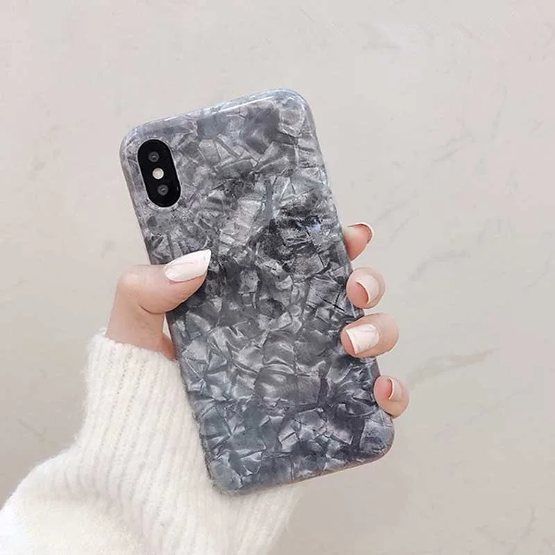JIABN Luxury Marble Shell Pattern Phone Case for Apple Iphone XS Max XR Applicable IPhone 8plus 7p 6s 6plus Capa |