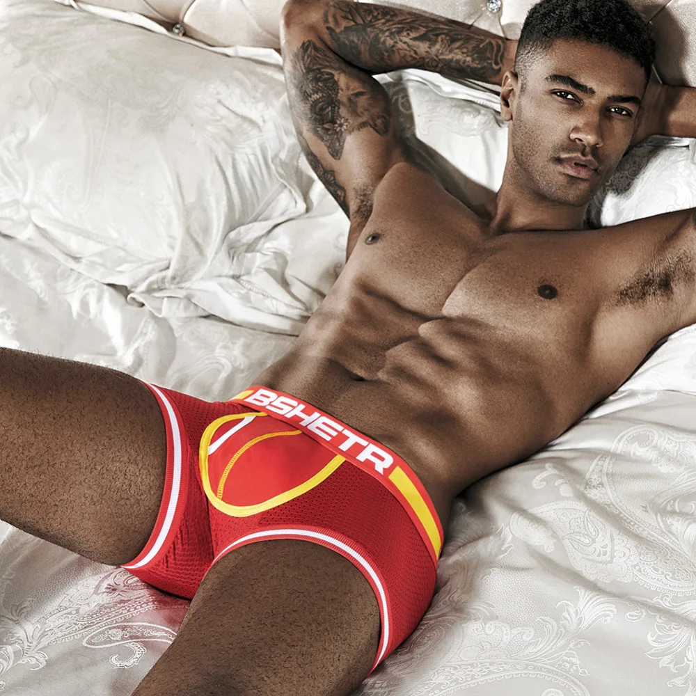 Боксеры BSHETR мужские сетчатые Брендовое модное нижнее белье пикантные дышащие