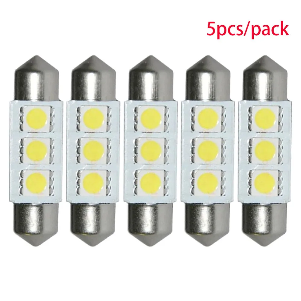 5 шт. 36 мм 3 SMD 5050 Светодиодные лампы холодный белый Festoon внутренний купол авто
