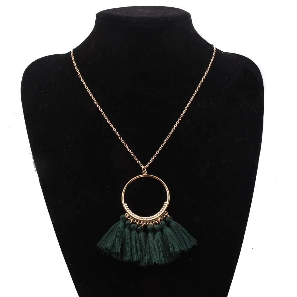Bohemia Ethnic Tassel Statement Necklace Women Long Chain Gold Round Pendants Necklaces Fashion Jewelry Collier Femme Wholesale | Украшения