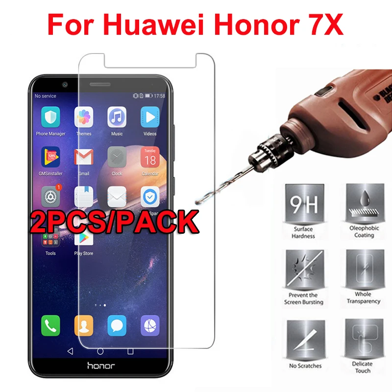 

Закаленное стекло для Huawei Honor 7X, 2 шт., Защитная пленка для экрана 9H, Защитная пленка для смартфона Huawei Honor 7X, 5,93 дюйма ^