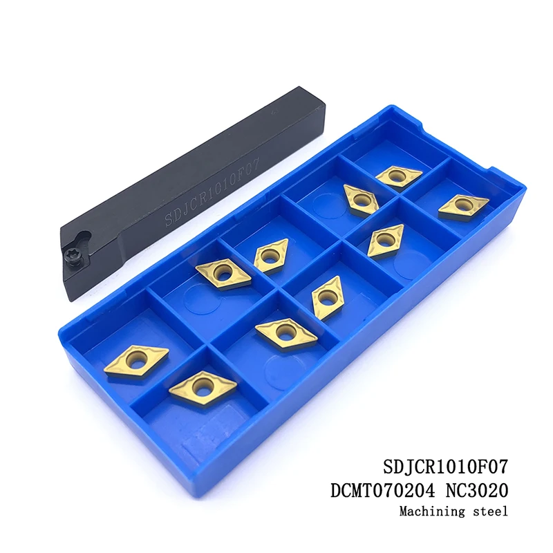 10 шт. высокое качество cnc лезвие DCMT070204 HMP NC3020 или PC9030 карбидные вставки+ 1 шт. SDJCR1010F07 резец для внутренней обточки держатель набор