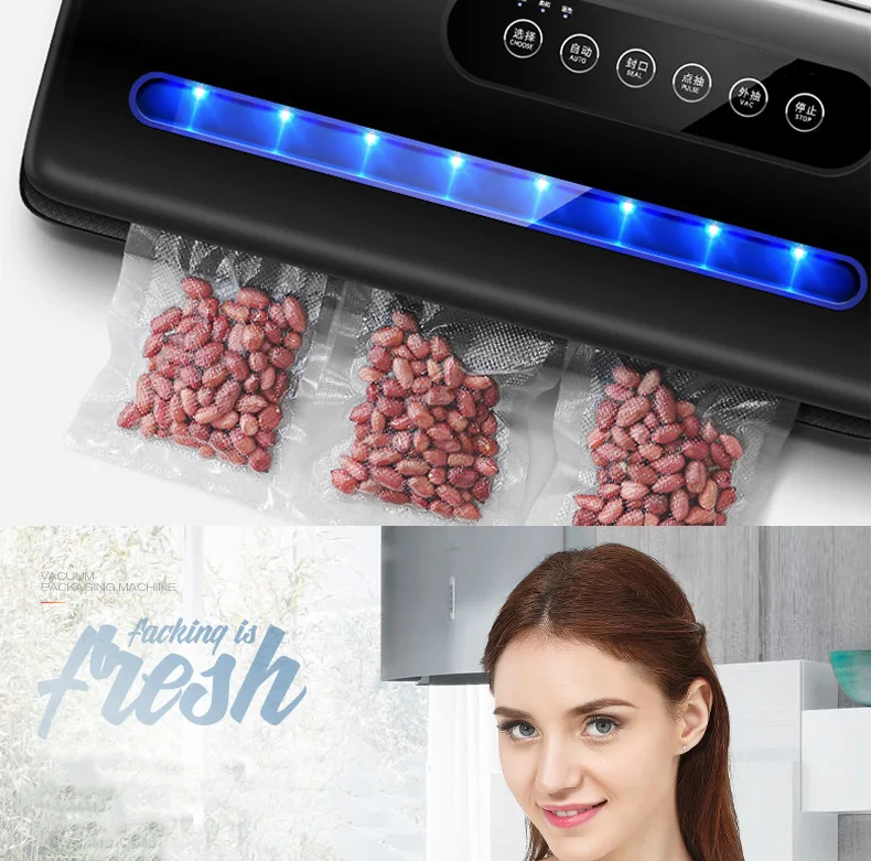 YTK вакуумный упаковщик, лучший полностью автоматический портативный бытовой пищевой влажный сухой 220 В 130 Вт 36X15X7 см упаковочная машина