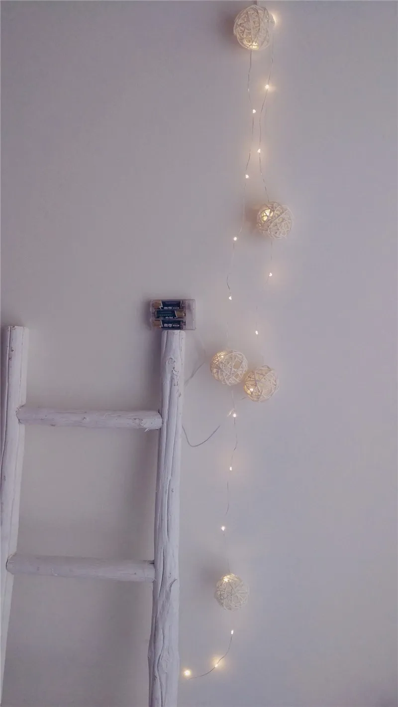 Rattanball and light Ватным тампоном гирлянды ночные огни ребенком Спальня домашний декор плагин батареи питания USB вечерние luminaria натальные гирлянда фонарь - Цвет: Rattanball and light