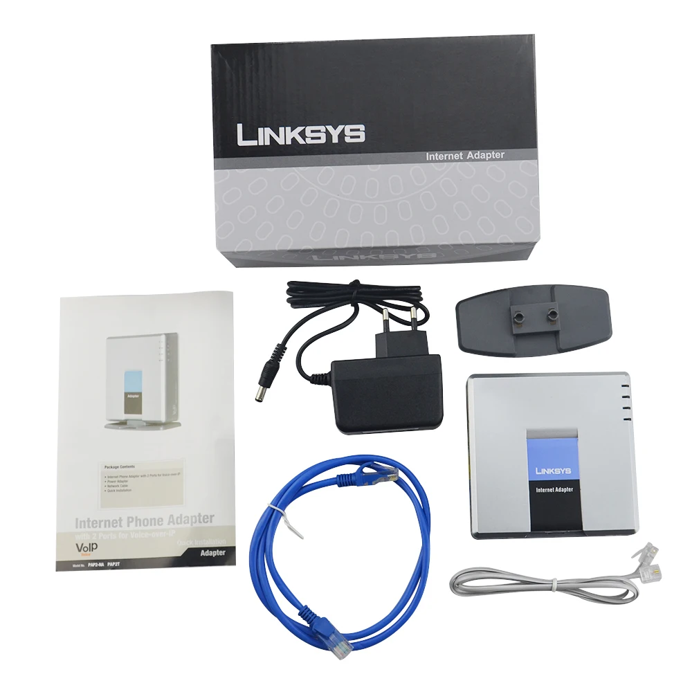 Лучший выбор для разблокированная сим VoIP Linksys PAP2 NA VOIP Интернет адаптер FXS Порты и