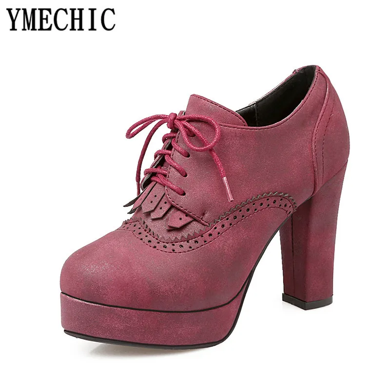 Туфли лодочки YMECHIC женские на очень высоком каблуке платформе со шнуровкой с