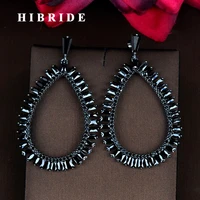 hibride brilliant black cubic zirconia drop earring for women fashion jewelry brincos party gifts wholesale price e 841